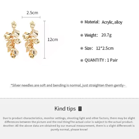 New!  Women’s Zara model Gold color  Statement Earrings - Picture 5 of 5